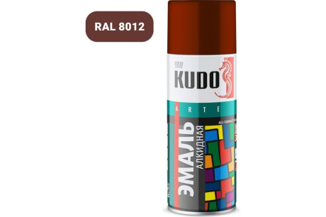 Купить KUDO Эмаль аэрозоль. универ. алкид. красно-коричневая 520мл  KU-1024 фото №1